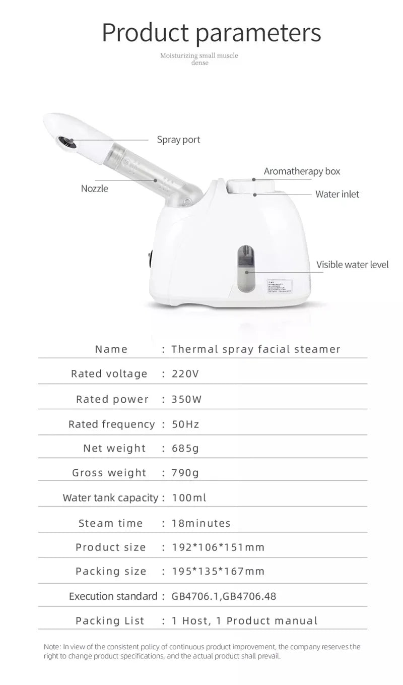 WaveX™ HydraOzone Facial Steamer – Warm Mist Home Spa