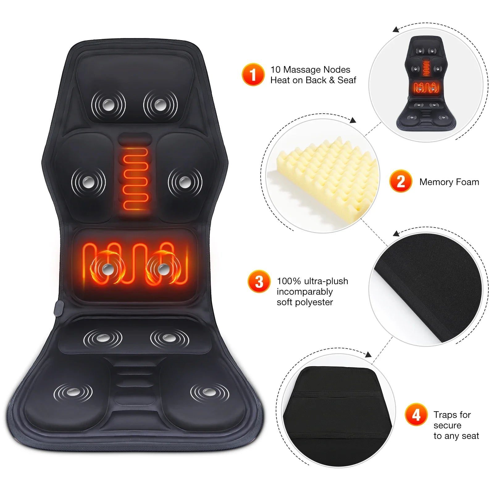 WaveX™ Electric Back Massager Infrared Full-Body Massage Chair Cushion