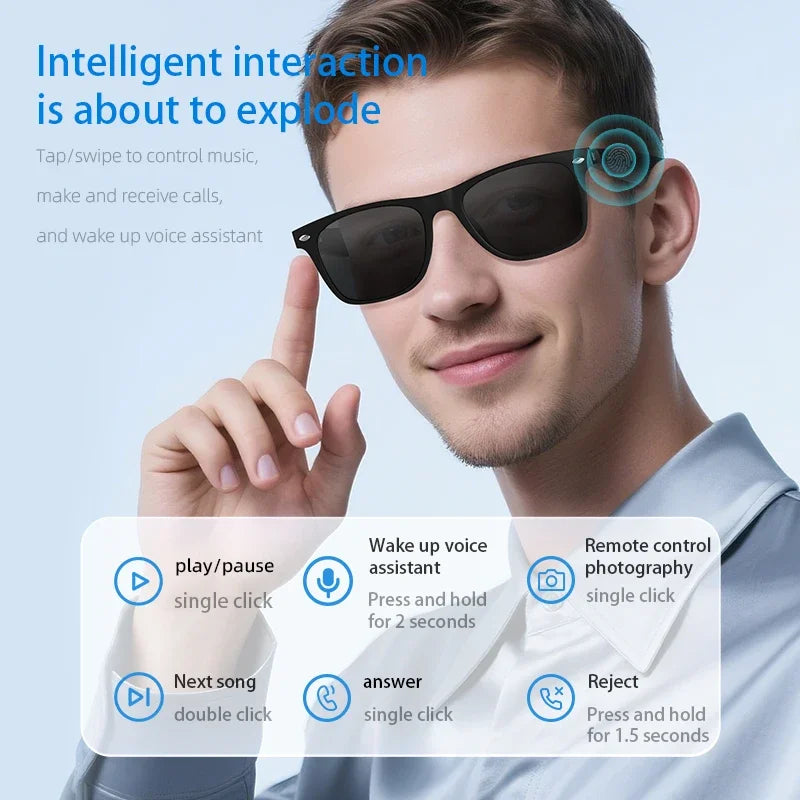 WaveX™ NovaLens Smart Glasses – Bluetooth Call & AI Sports Shades
