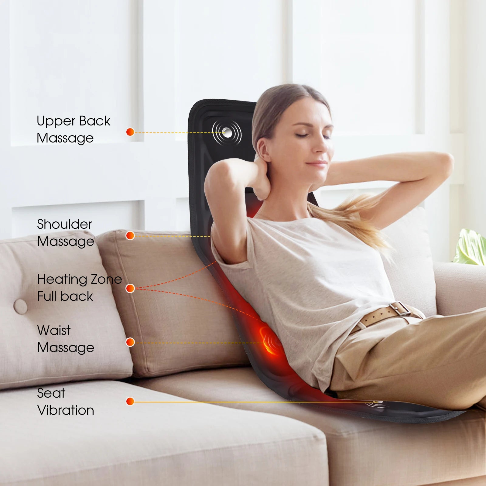 WaveX™ Electric Back Massager Infrared Full-Body Massage Chair Cushion