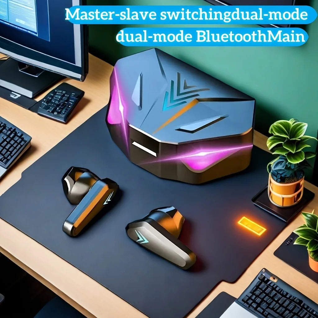 WaveX™ Wireless Bluetooth Headset LED Display Gamer Earbuds with Mic Wireless Headphones Noise Cancelling Bluetooth Earphones
