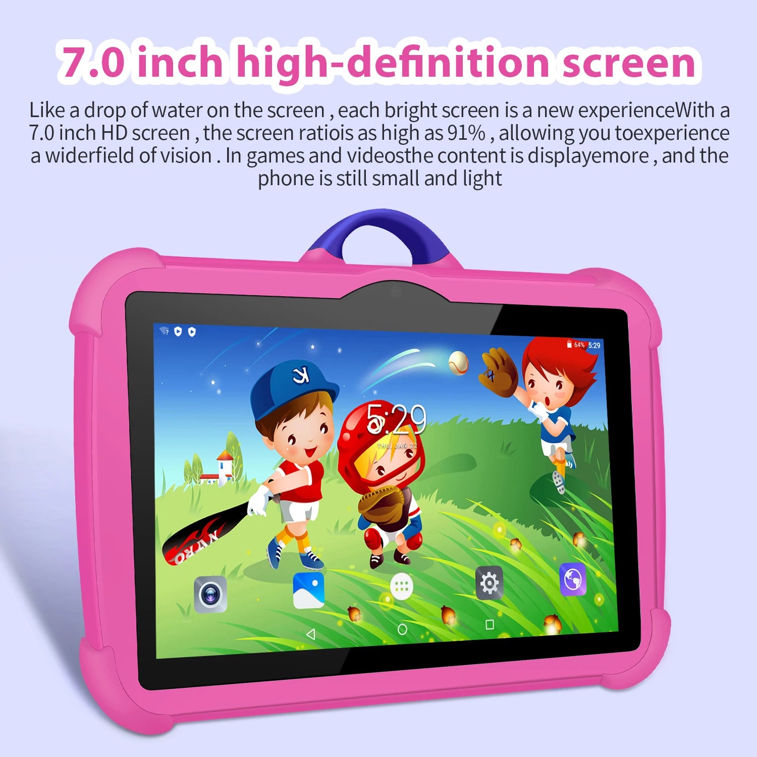 New WaveX™ Cartoon Pattern Kids 7 Inch Android Learning Education Games Tablets