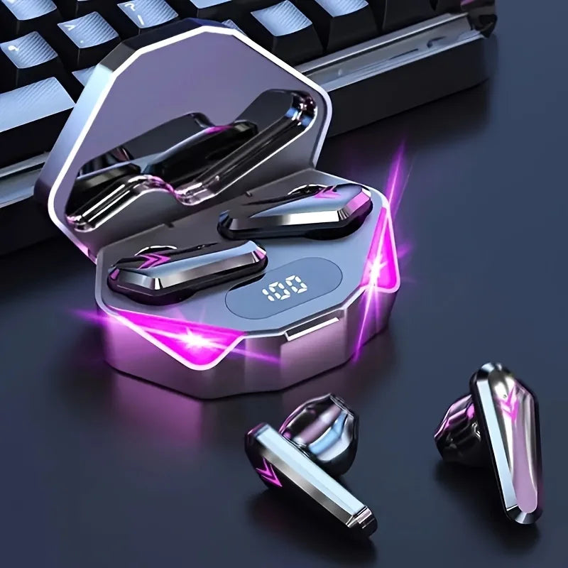 WaveX™ Wireless Bluetooth Headset LED Display Gamer Earbuds with Mic Wireless Headphones Noise Cancelling Bluetooth Earphones