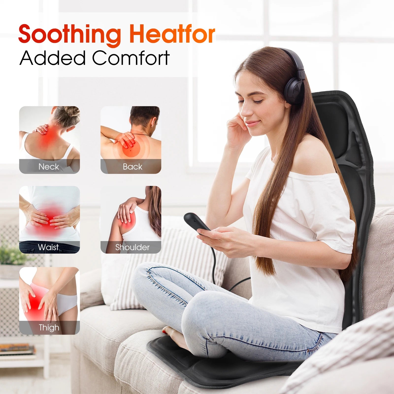 WaveX™ Electric Back Massager Infrared Full-Body Massage Chair Cushion