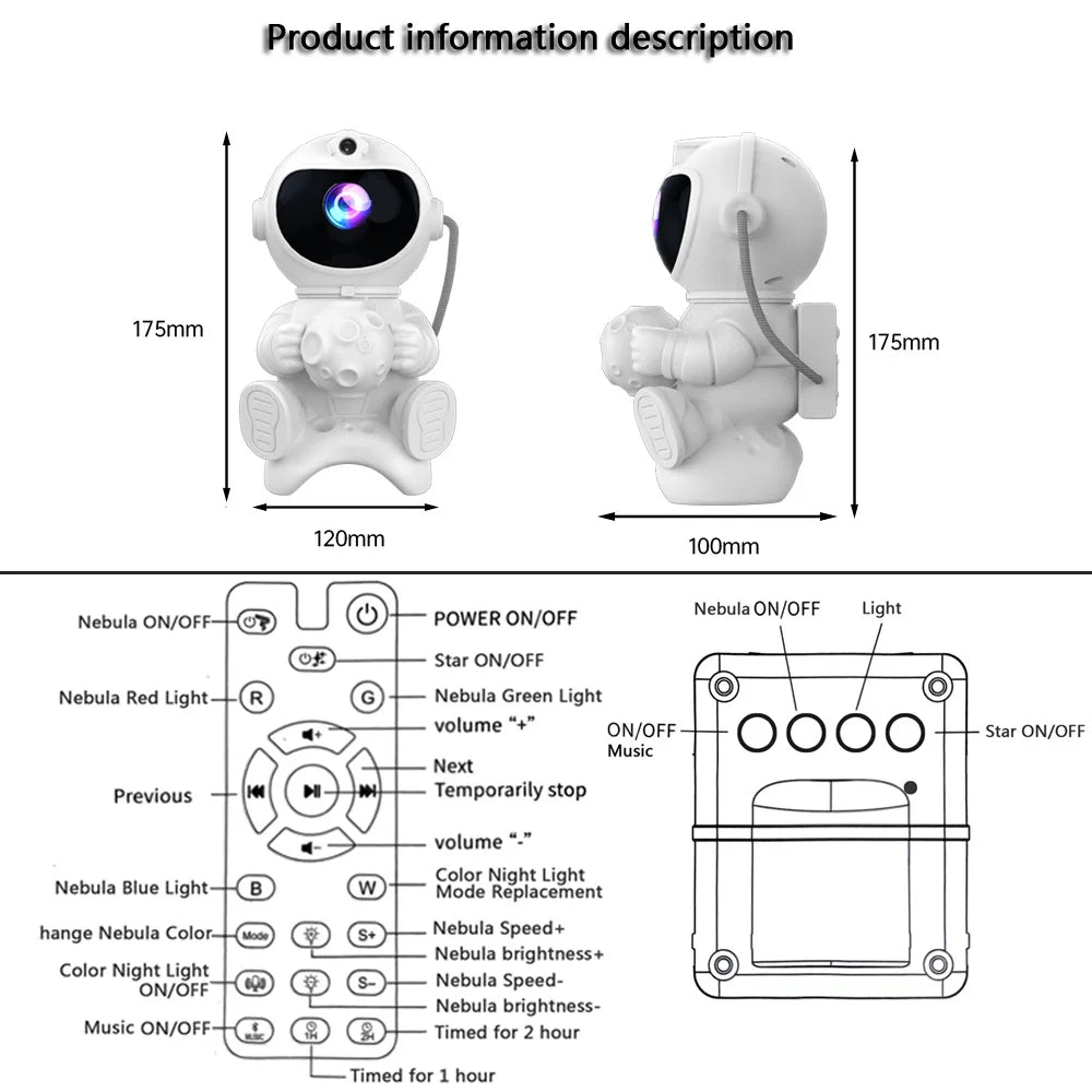 WaveX™ Astronaut LED Star Projector Night Light