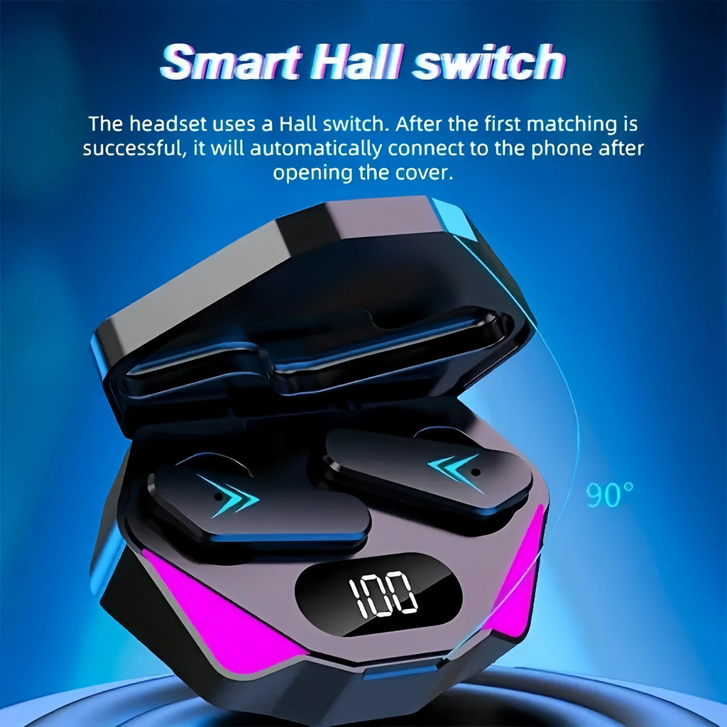 WaveX™ Wireless Bluetooth Headset LED Display Gamer Earbuds with Mic Wireless Headphones Noise Cancelling Bluetooth Earphones