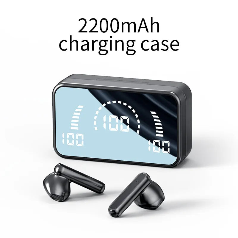WaveX™ Noise Cancelling Wireless Earbuds – Bluetooth Headset with LED Display & Charging Case, Built-in Mic