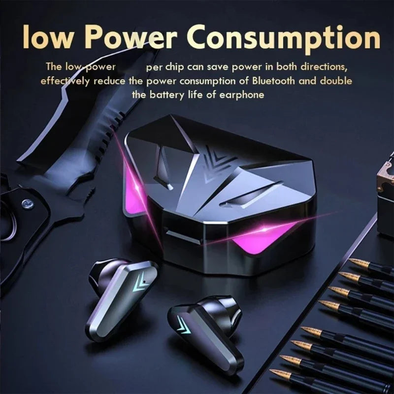 WaveX™ Wireless Bluetooth Headset LED Display Gamer Earbuds with Mic Wireless Headphones Noise Cancelling Bluetooth Earphones