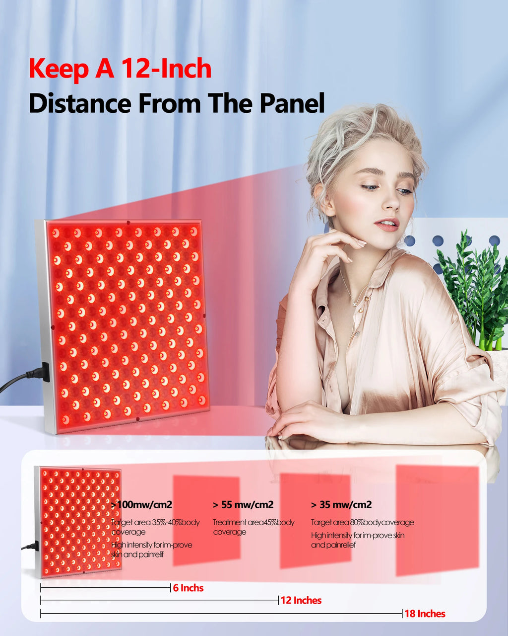 WaveX™ LED Red Light Therapy Panel – 225 LED Skin & Body Rejuvenation Lamp