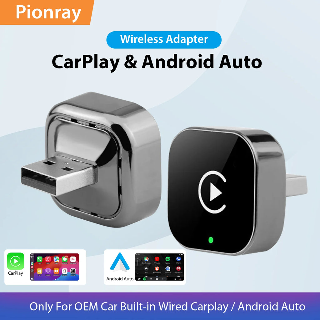 New WaveX™ 2 in 1 Wireless CarPlay Adapter&Android Auto Wireless Adapter, 5Ghz WiFi Type-C/USB Plug Play CarPlay Wireless