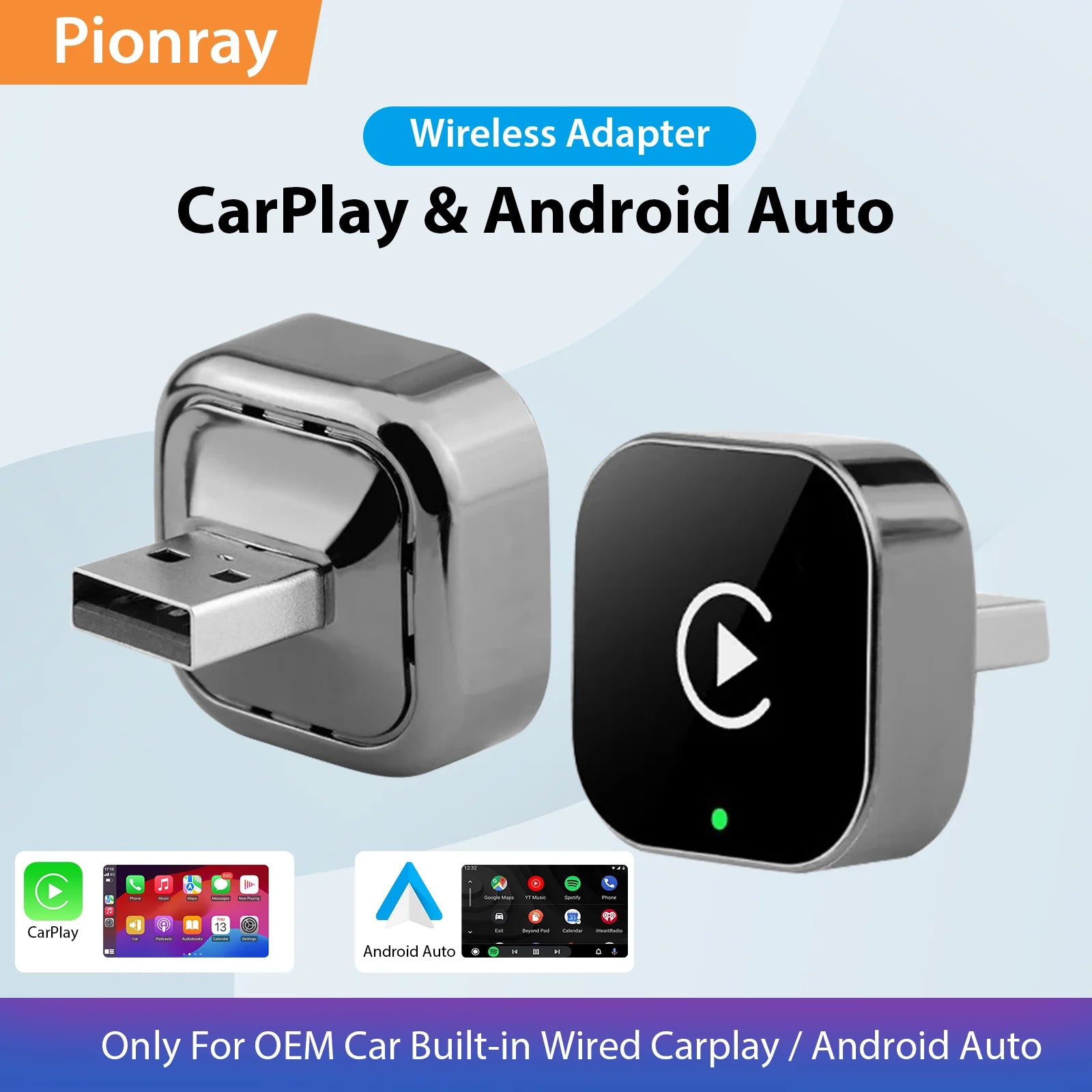 New WaveX™ 2 in 1 Wireless CarPlay Adapter&Android Auto Wireless Adapter, 5Ghz WiFi Type-C/USB Plug Play CarPlay Wireless